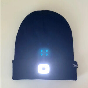 Unisex LED Light Headlamp Winter Knitted Beanie USB Rechargeable Cap Black